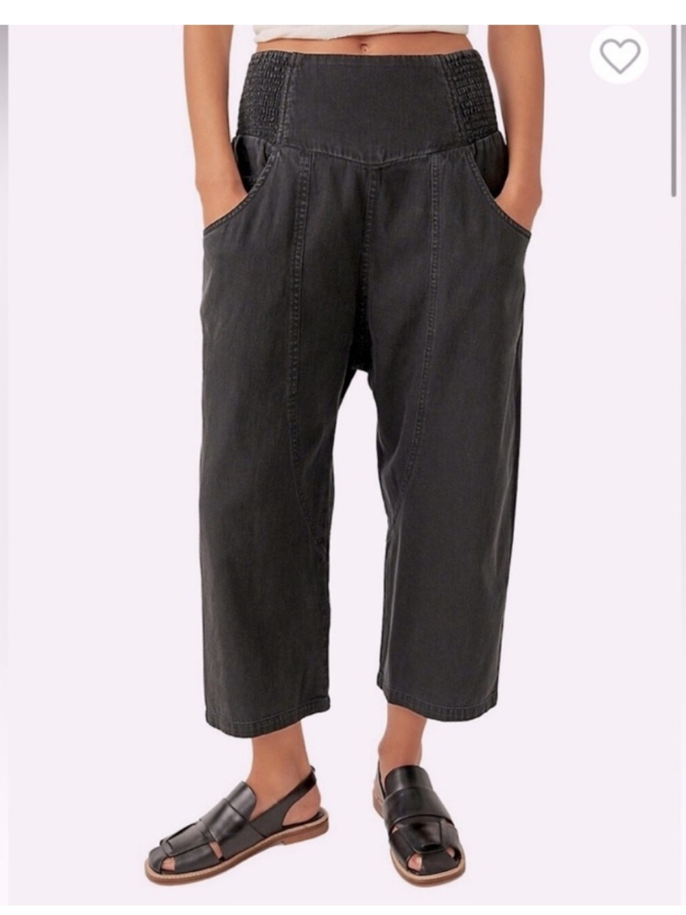 Free People Women's Natural Lunan Crop Harem Jeans Cotton